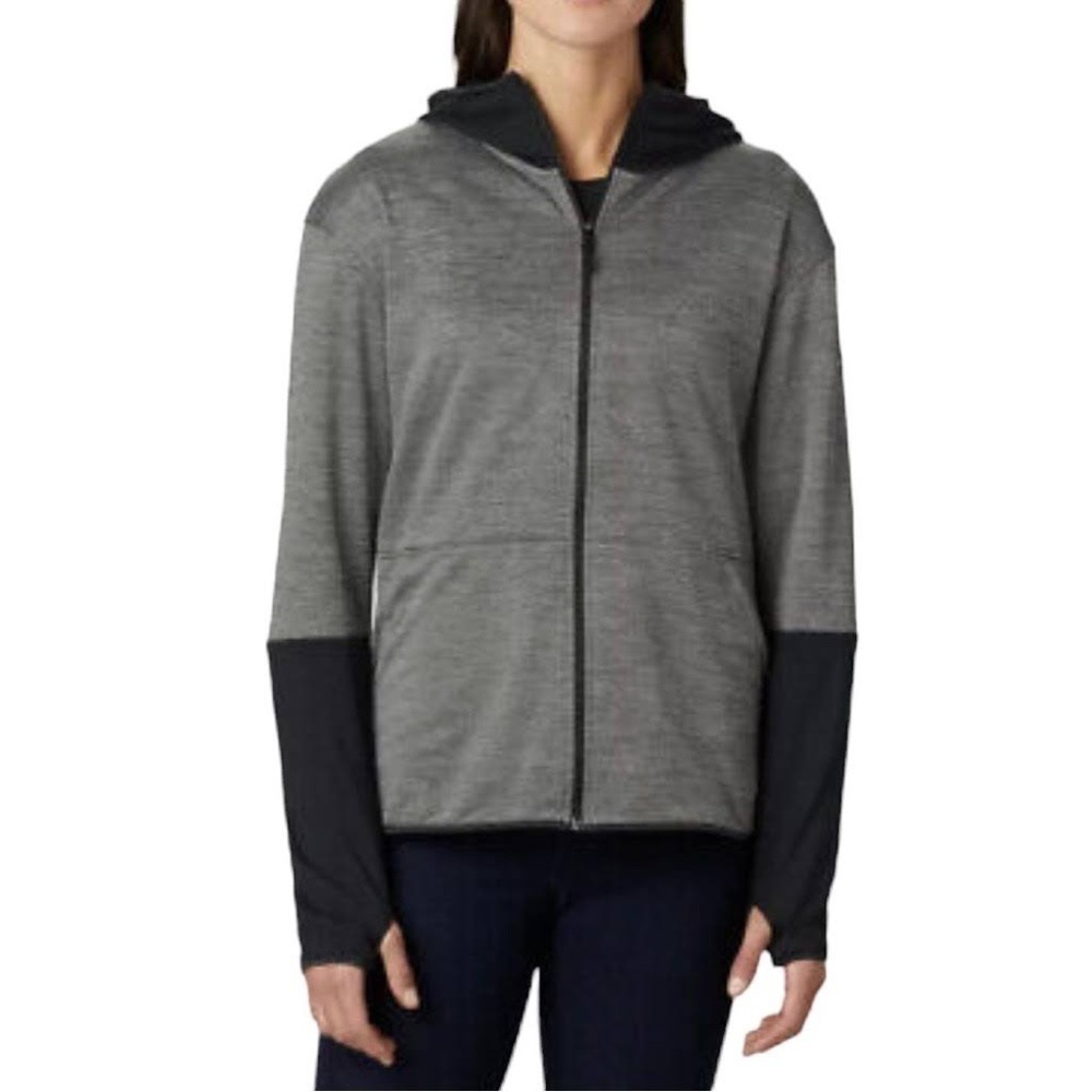 Columbia Rosemont Station II Full Zip Hooded FZ Fleece Gray / Black small